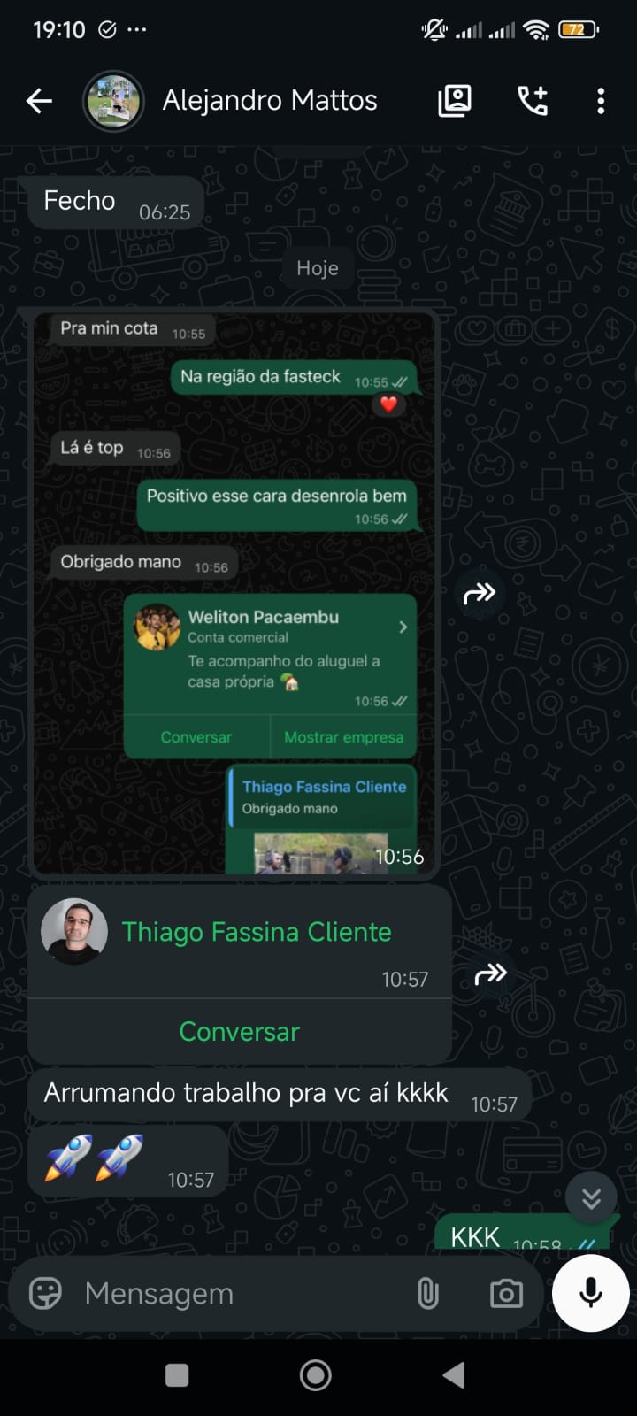 Indicação do cliente Alejandro
